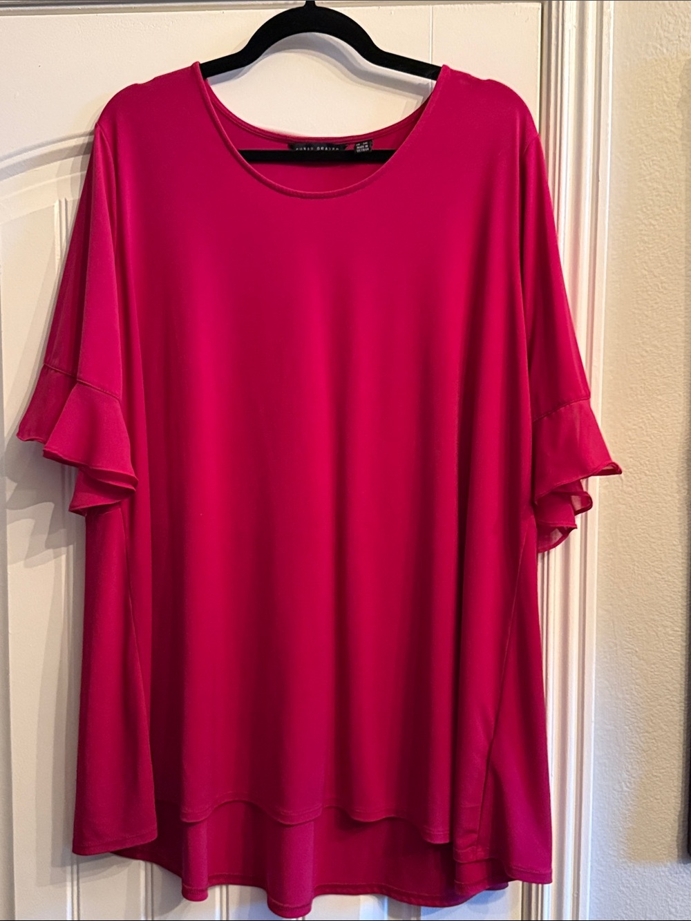 Susan Graver Fuchsia Flutter Sleeve Tunic